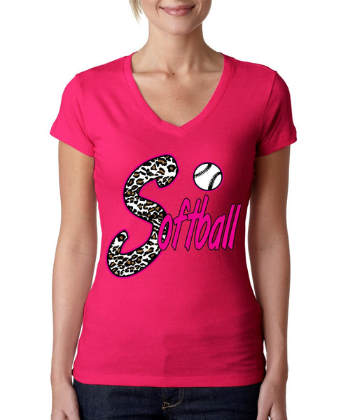 Softball White Leopard cheetah women's sporty V - ALLNTRENDSHOP - 3