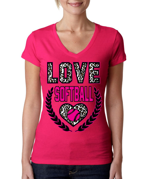 Love Softball Leopard Womens Sporty V - ALLNTRENDSHOP - 2