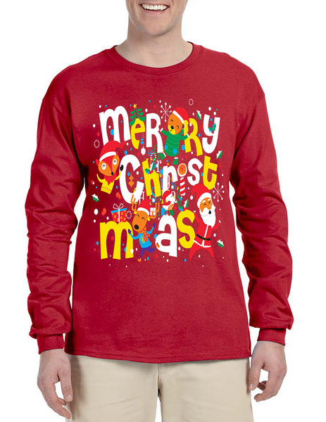 Men's Long Sleeve Merry Christmas Party Fireworks Ugly Shirt