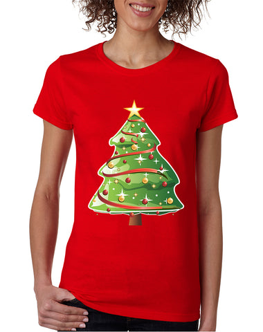 Women's T Shirt Christmas Tree Cute Ugly Xmas Trendy Shirt