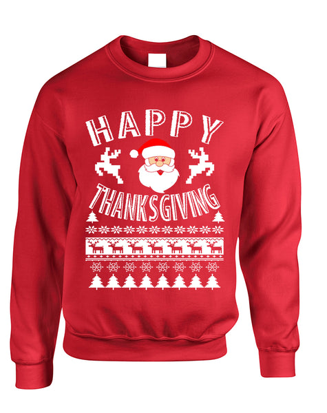 Adult Sweatshirt Happy Thanksgiving Ugly Santa Top Holiday Gift
