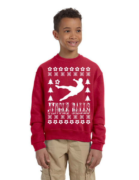 Kids Youth Sweatshirt Jingle Balls Soccer Ugly Xmas Sport Fans Top
