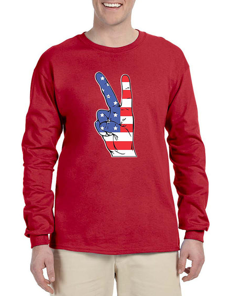 Men's Long Sleeve American Flag Hand 4th Of July Shirt