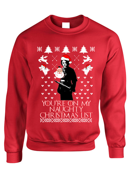 Adult Sweatshirt My Naughty Xmas List Arya Stark Ugly Christmas