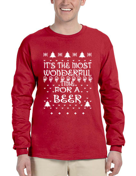 Men's Long Sleeve It's Most Wonderful Time for Beer Ugly Sweater - ALLNTRENDSHOP - 2
