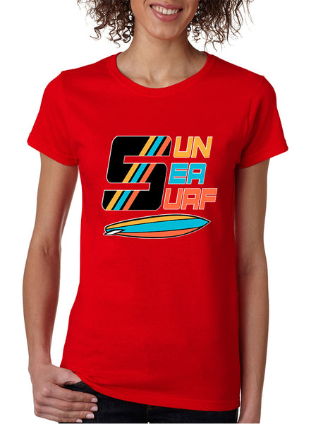 Women's T Shirt Sun Sea Surf Lover Summer Tee Beachwear