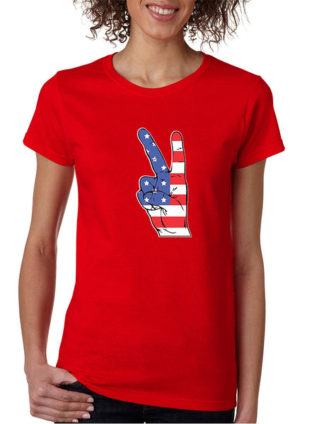 Women's T Shirt American Flag Hand 4th Of July Graphic Tee