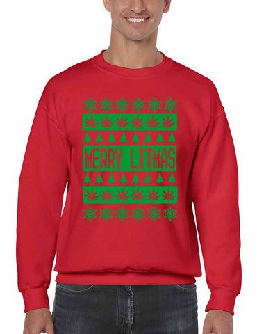 Merry Litmas Green mens sweatshirt - ALLNTRENDSHOP - 1