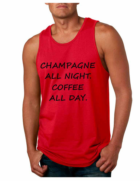 Men's Tank Top Champagne All Night Coffee All Day Cool Party Top - ALLNTRENDSHOP - 5