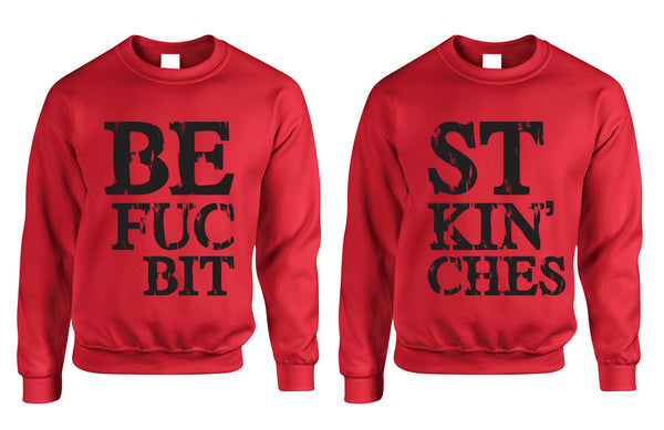 Couple Crewneck Best Bit**es BFF Set Of 2 Love Black Print