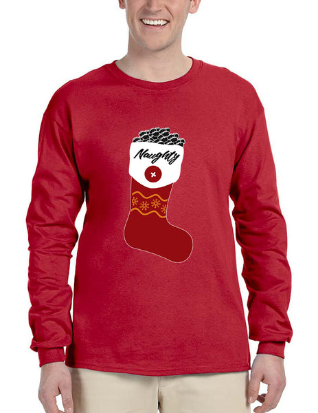 Men's Long Sleeve Naughty Xmas Ugly Socks Graphic Cool Holiday Gift