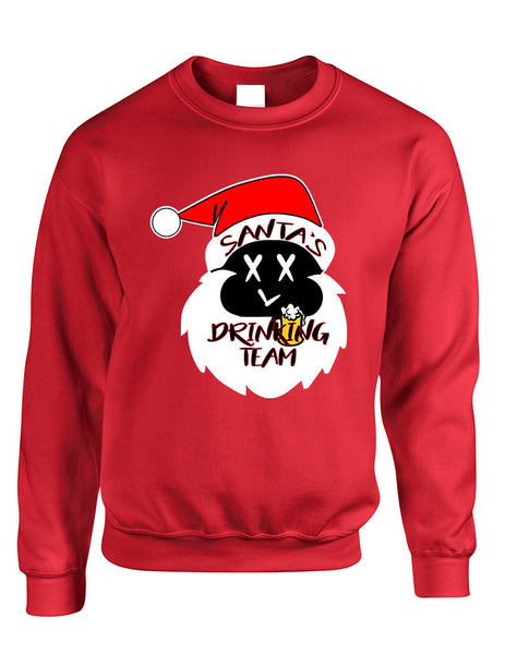 Adult Sweatshirt Santa's Drinking Team Fun Ugly Xmas Sweater - ALLNTRENDSHOP - 3