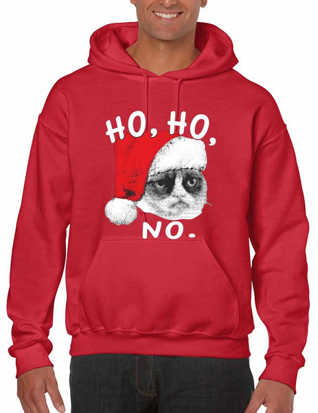 HO HO NO Grumpy cat men Hooded sweatshirt - ALLNTRENDSHOP