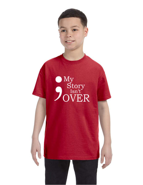 Kids Youth T Shirt My Story Isn't Over Semicolon Tshirt