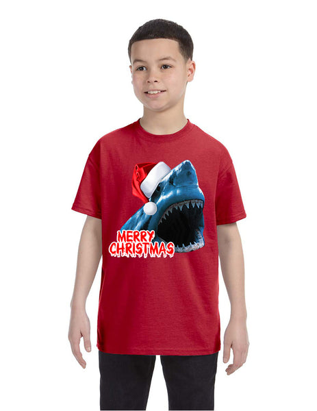 Kids Youth T Shirt Santa Jaws Merry Christmas Ugly Xmas Fun Tee