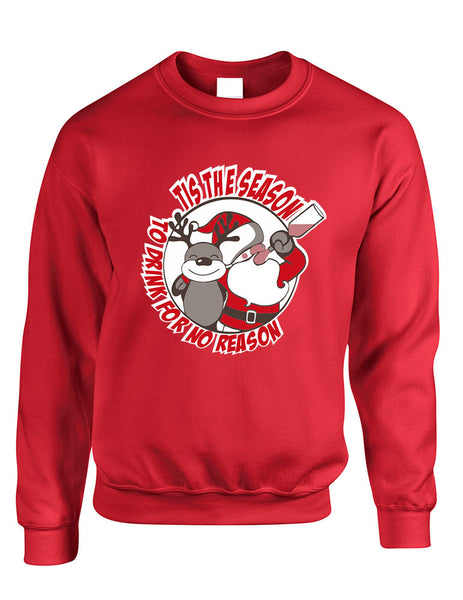 Adult Sweatshirt Tis The Season Drink No Reason Ugly Xmas - ALLNTRENDSHOP - 3