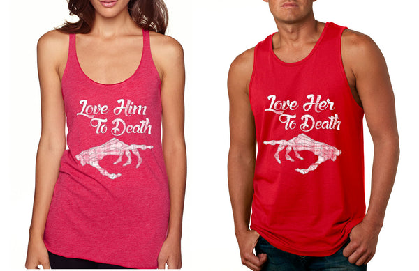 Love her Love him to death Couple Tanktops Valentines day - ALLNTRENDSHOP - 3