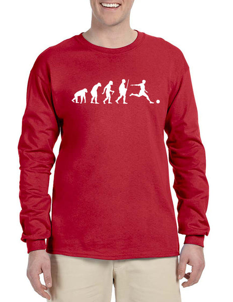 Men's Long Sleeve Soccer Evolution Funny Sport Shirt