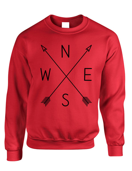 Adult Sweatshirt Compass Arrow Nice Cool NWSE Graphic Top - ALLNTRENDSHOP - 5