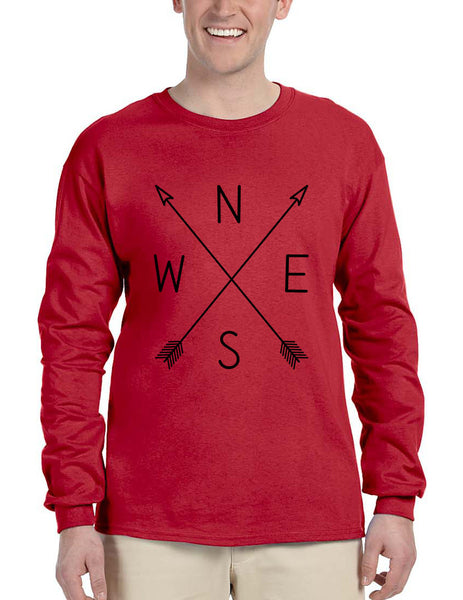 Men's Long Sleeve Compass Arrow Crossed Cool Graphic Top NWSE - ALLNTRENDSHOP - 3