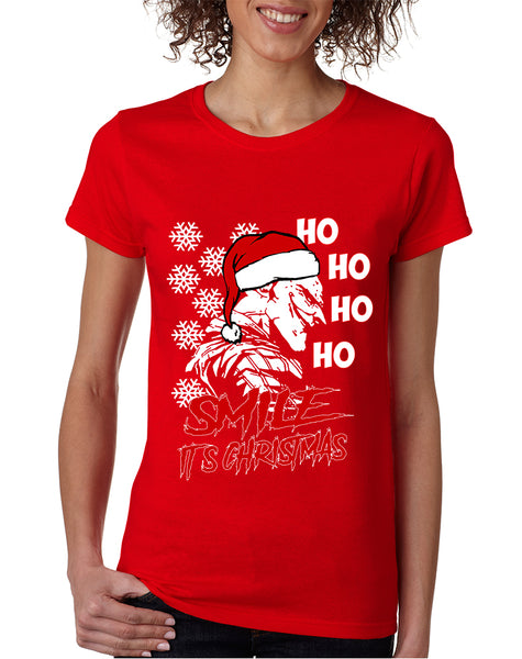 Women's T Shirt Christmas Joker Smile Its Christmas Holiday Tshirt