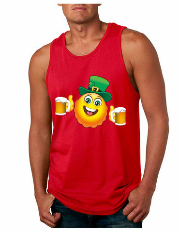 Irish smiling Emoji ST patricks men jersey tanktop - ALLNTRENDSHOP - 1