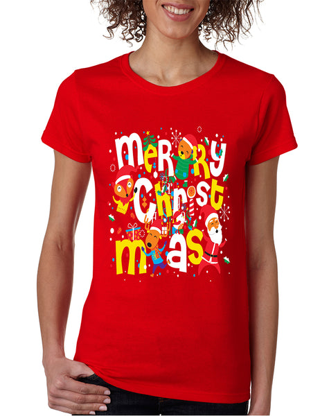 Women's T Shirt Merry Christmas Party Fireworks Ugly Xmas Gift
