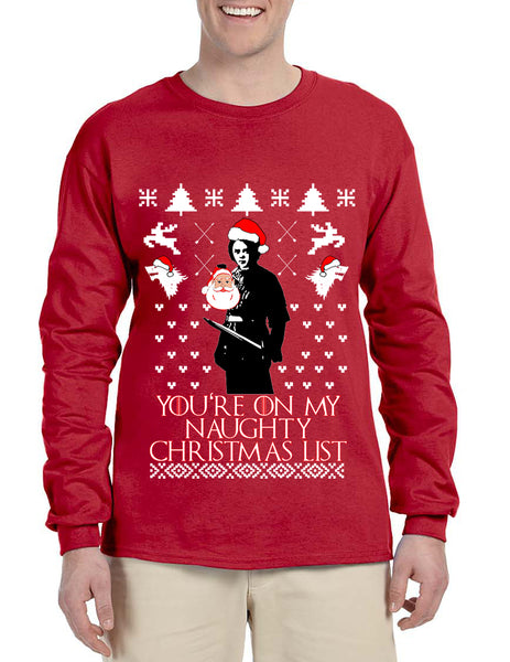 Men's Long Sleeve My Naughty Xmas List Arya Stark Ugly Christmas