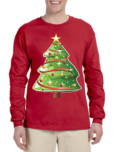 Men's Long Sleeve Christmas Tree Cute Holiday Gift Ugly Xmas