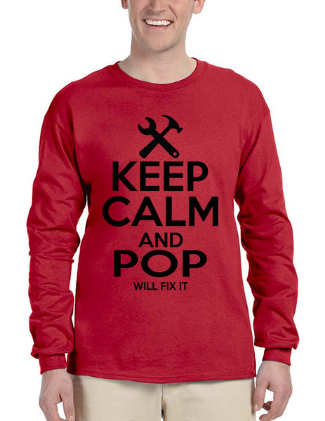 Men's Long Sleeve Keep Calm And Pop Will Fix It Grandpa Holiday Tee - ALLNTRENDSHOP - 3