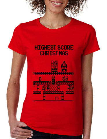 Women's T Shirt Highest Score Christmas Ugly Sweater Cool Stuff - ALLNTRENDSHOP - 1