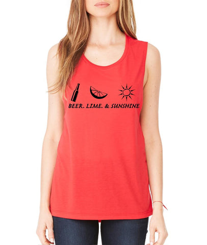 Beer lime and sunshine women Flowy Scoop Muscle Tank - ALLNTRENDSHOP