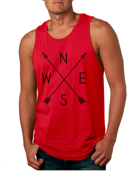 Men's Tank Top Compass Arrow Crossed Cool NWSE Graphic Top - ALLNTRENDSHOP - 4
