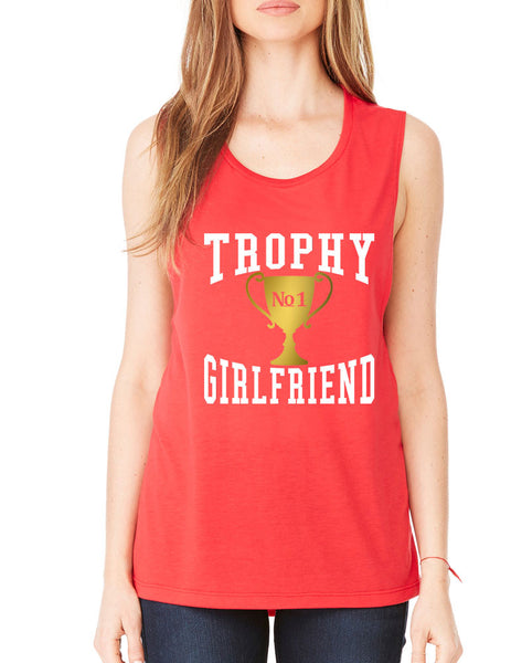 Women's Flowy Muscle Top Trophy Girlfriend Love Valentine's - ALLNTRENDSHOP - 2