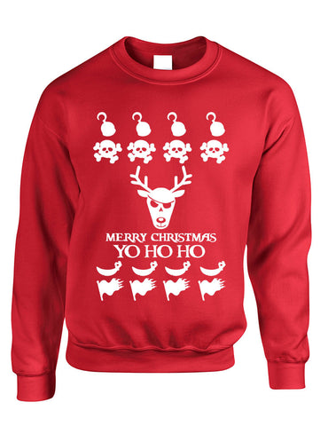 Adult Crewneck Yo Ho Ho Cool Ugly Christmas Sweater Holiday Gift - ALLNTRENDSHOP - 1
