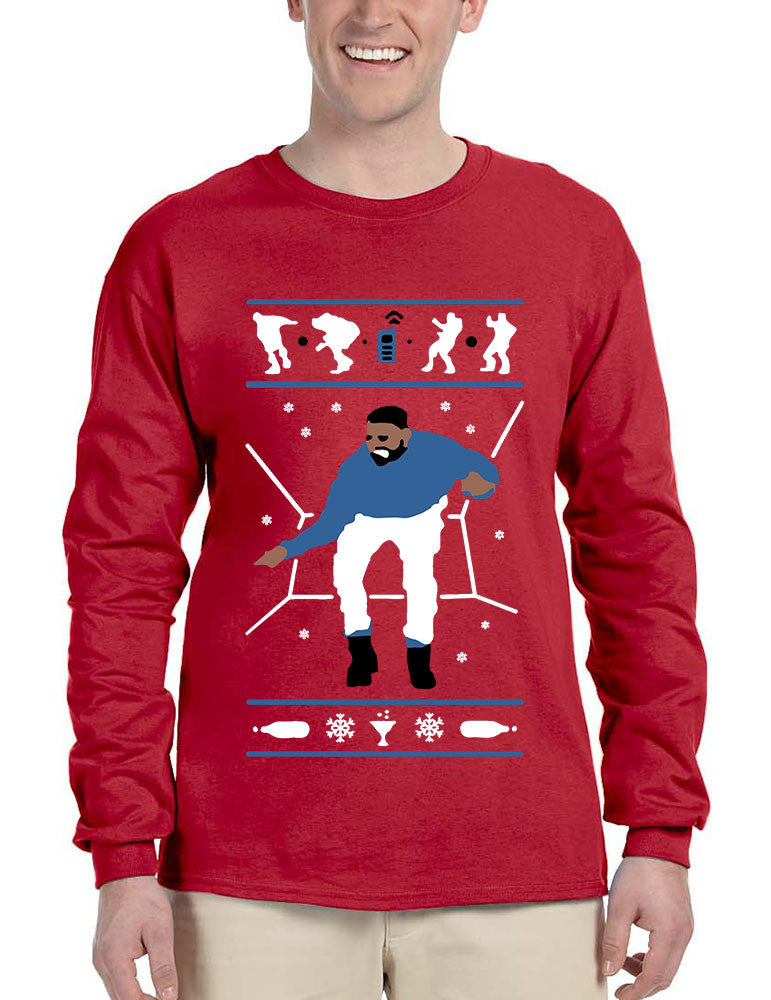 Men's Long Sleeve Hotline Bling Blue 1-800 Hotline Ugly Sweater - ALLNTRENDSHOP - 1