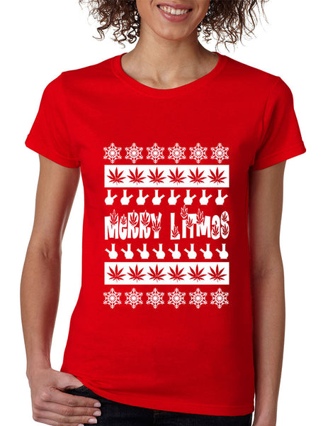 Merry Litmas bong Womens T-shirt - ALLNTRENDSHOP - 5