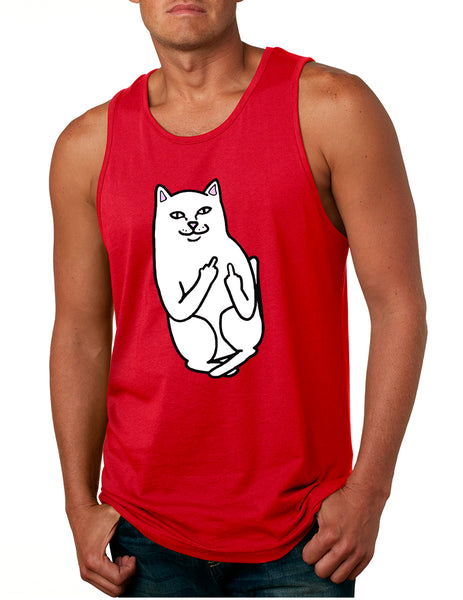 Men's Tank Top Middle Finger Cat Funny Humor Top