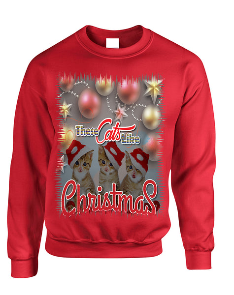 Adult Sweatshirt These Cats Like Christmas Cute Cat Lover Gift