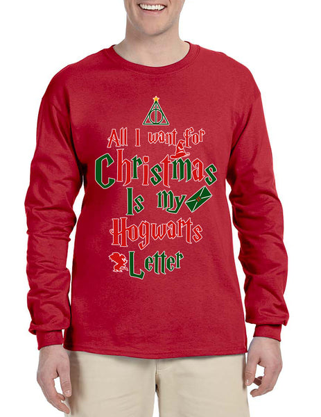 Men's Long Sleeve All I Want For Xmas Is Hogwarts Letter Cool Gift
