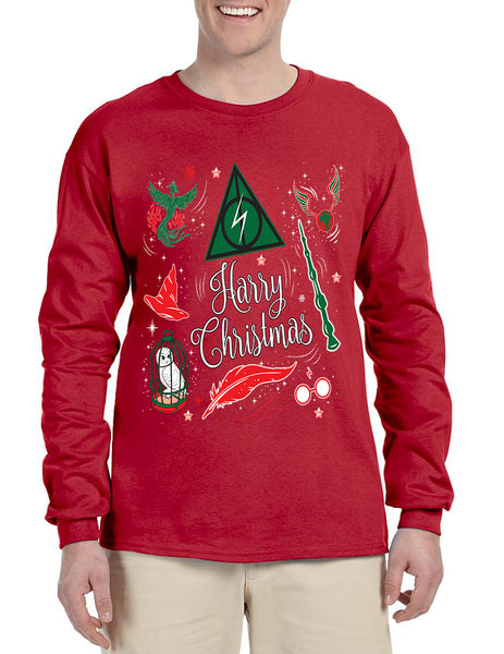 Men's Long Sleeve Harry Christmas Cool Ugly Xmas Holiday Shirt