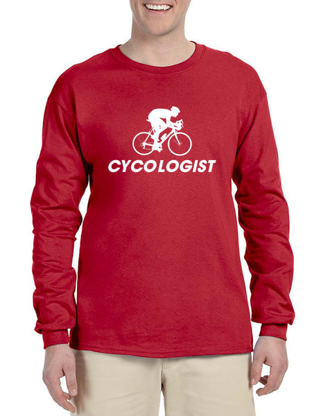 Men's Long Sleeve Cycologist Cool Cycling Funny Sport Tee