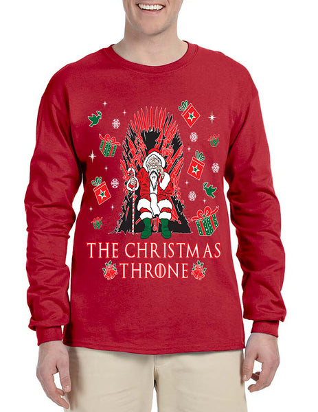 Men's Long Sleeve The Christmas Throne Santa Trendy Ugly Xmas