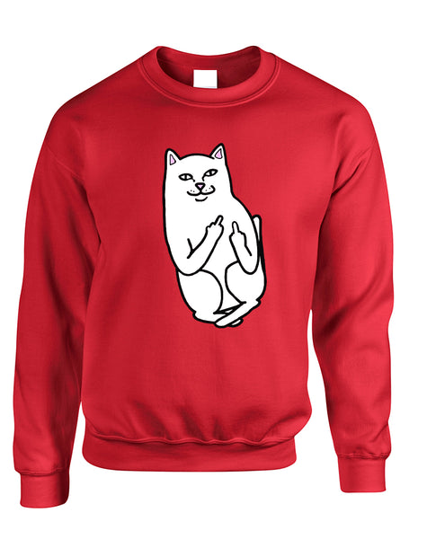 Adult Sweatshirt Middle Finger Cat Humor Funny Top