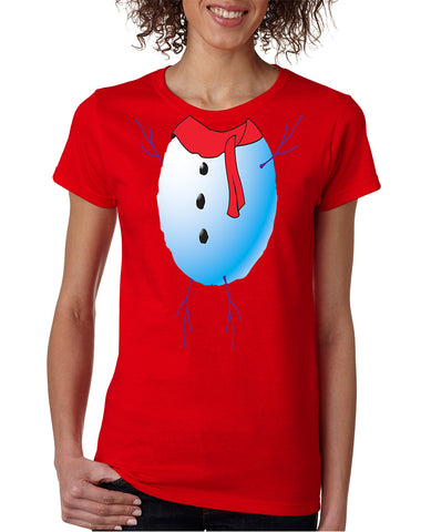 Women's T Shirt Snowman Tie Cute Ugly Christmas Trendy Shirt