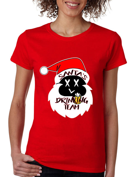 Women's T Shirt Santa's Drinking Team Ugly Xmas Funny Gift - ALLNTRENDSHOP - 3