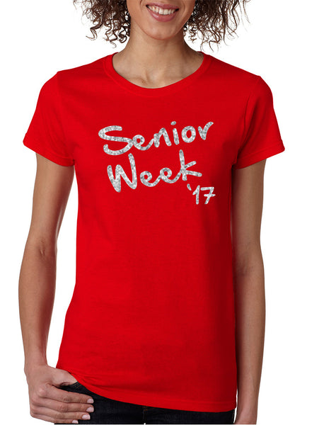 Women's T Shirt Senior Week 17 Glitter Silver Class Of 2017