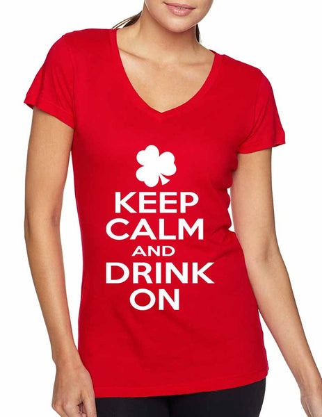 Keep calm and drink on Women V Shirt saint patricks day - ALLNTRENDSHOP - 3