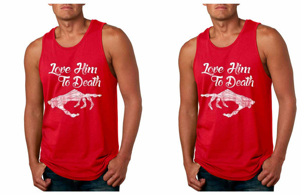 Love her Love him to death Couple  jersey tanks Valentines day - ALLNTRENDSHOP - 1