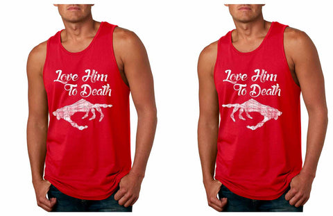Love her Love him to death Couple  jersey tanks Valentines day - ALLNTRENDSHOP - 1